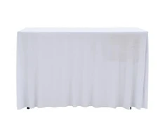 Įtempiamos staltiesės su sijonais, 2 vnt., baltos, 183x76x74 cm