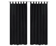Juodos Užuolaidos su Kilpomis 140 x 175 cm, 2 vnt., Mikro Satinas