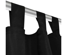 Juodos Užuolaidos su Kilpomis 140 x 175 cm, 2 vnt., Mikro Satinas