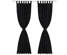Juodos Užuolaidos su Kilpomis 140 x 175 cm, 2 vnt., Mikro Satinas