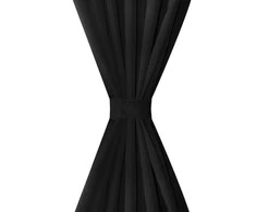 Juodos Užuolaidos su Kilpomis 140 x 225 cm, 2 vnt., Mikro Satinas