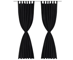 Juodos Užuolaidos su Kilpomis 140 x 225 cm, 2 vnt., Mikro Satinas