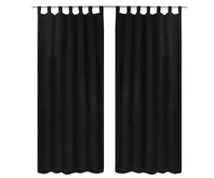 Juodos Užuolaidos su Kilpomis 140 x 245 cm, 2 vnt., Mikro Satinas