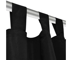 Juodos Užuolaidos su Kilpomis 140 x 245 cm, 2 vnt., Mikro Satinas
