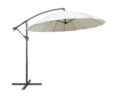 Kabantis skėtis nuo saulės, baltas, 3m, aliuminio stulpas