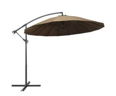 Kabantis skėtis nuo saulės, taupe, 3m, aliuminio stulpas