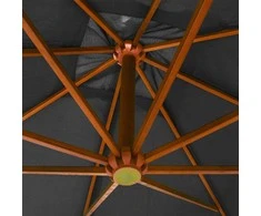 Kabantis sodo skėtis su stulpu, antracito, 3x3m, eglės masyvas