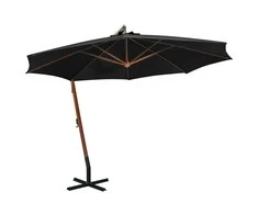 Kabantis sodo skėtis su stulpu, juodas, 3,5x2,9m, eglės masyvas