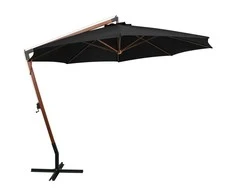 Kabantis sodo skėtis su stulpu, juodas, 3,5x2,9m, eglės masyvas