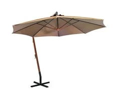 Kabantis sodo skėtis su stulpu, taupe, 3,5x2,9m, eglės masyvas