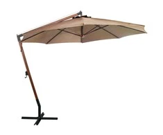 Kabantis sodo skėtis su stulpu, taupe, 3,5x2,9m, eglės masyvas