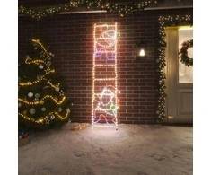 Kalėdinė dekoracija Kalėdų Senelis ant kopėčių su LED, 50x200cm