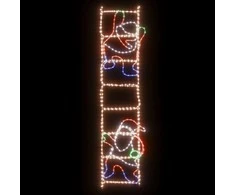 Kalėdinė dekoracija Kalėdų Senelis ant kopėčių su LED, 50x200cm
