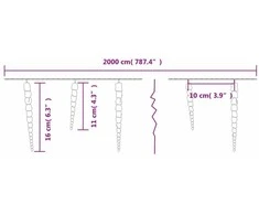 Kalėdinė girlianda varvekliai, 200 šaltų baltų LED, akrilas/PVC
