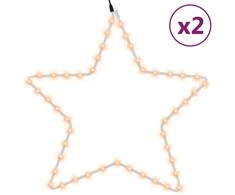 Kalėdinės dekoracijos žvaigždės su 48 LED, 2vnt., šiltos, 56cm