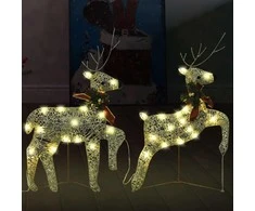 Kalėdiniai elniai, 2vnt., auksinės spalvos, 40 LED lempučių