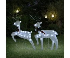 Kalėdiniai elniai, 2vnt., baltos spalvos, 40 LED lempučių