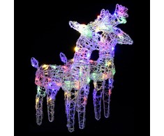 Kalėdiniai elniai, 2vnt., įvairių spalvų, akrilas, 80LED