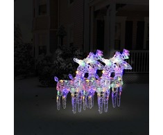 Kalėdiniai elniai, 4vnt., įvairių spalvų, akrilas, 160LED