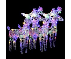 Kalėdiniai elniai, 4vnt., įvairių spalvų, akrilas, 160LED