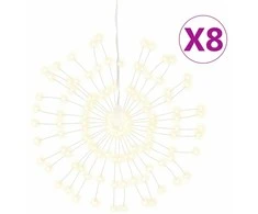 Kalėdiniai šviestuvai fejerverkai, 8vnt., šilti balti, 140 LED