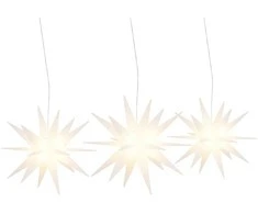 Kalėdiniai šviestuvai su LED, 3vnt., balti, sulankstomi