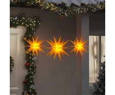 Kalėdiniai šviestuvai su LED, 3vnt., geltoni, sulankstomi