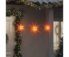 Kalėdiniai šviestuvai su LED, 3vnt., raudoni, sulankstomi