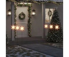 Kalėdiniai šviestuvai su smaigais/LED, 3vnt., balti, 35cm