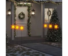 Kalėdiniai šviestuvai su smaigais/LED, 3vnt., geltoni, 35cm