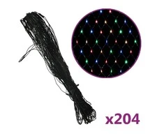 Kalėdinių lempučių tinklas, 3x2m, 204 įvairių spalvų LED