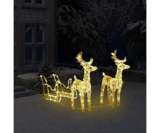 Kalėdų dekoracija elniai ir rogės, 130cm, akrilas, 160 LED