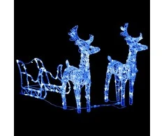 Kalėdų dekoracija elniai ir rogės, 130cm, akrilas, 160 LED