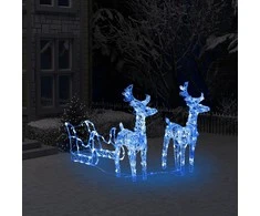 Kalėdų dekoracija elniai ir rogės, 130cm, akrilas, 160 LED