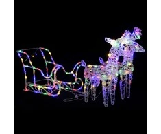 Kalėdų dekoracija elniai ir rogės, 130cm, akrilas, 160 LED
