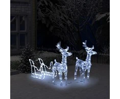 Kalėdų dekoracija elniai ir rogės, akrilas, 160 LED lempučių