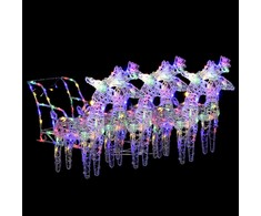 Kalėdų dekoracija elniai ir rogės, akrilas, 320 LED