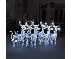 Kalėdų dekoracija elniai ir rogės, akrilas, 320 LED