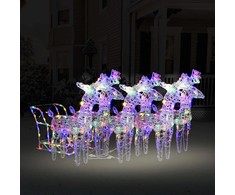 Kalėdų dekoracija elniai ir rogės, akrilas, 320 LED