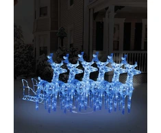 Kalėdų dekoracija elniai ir rogės, akrilas, 320 LED