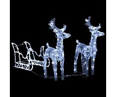 Kalėdų dekoracija elniai ir rogės, akrilas, 160 LED lempučių
