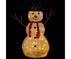 Kalėdų dekoracija sniego senis, 90cm, prabangus audinys, LED