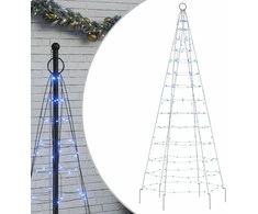 Kalėdų eglutė ant vėliavos stiebo, 180cm, 200 mėlynų LED