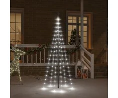 Kalėdų eglutė ant vėliavos stiebo, 180cm, 108 šaltos baltos LED