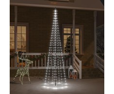 Kalėdų eglutė ant vėliavos stiebo, 300cm, 310 šaltų baltų LED
