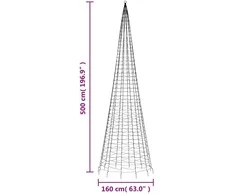 Kalėdų eglutė ant vėliavos stiebo, 500cm, 1534 spalvotos LED