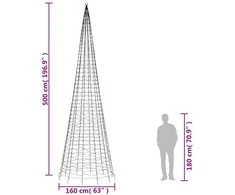Kalėdų eglutė ant vėliavos stiebo, 500cm, 1534 mėlynos LED
