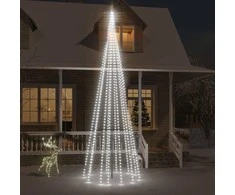 Kalėdų eglutė ant vėliavos stiebo, 500cm, 732 šaltos baltos LED