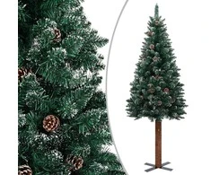 Kalėdų eglutė su tikra mediena ir baltu sniegu, žalia, 150cm
