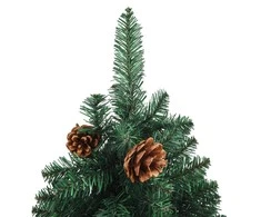 Kalėdų eglutė su kankorėžiais, žalia, 150cm, PVC ir mediena